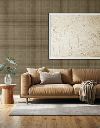 AG60506 Bali Tropical Oasis Faux Linen Embossed Vinyl Unpasted Wallpaper Living Room at Say Decor