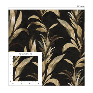 AG60700 Bali Tropical Padma Botanical Embossed Vinyl Unpasted Wallpaper Scale at Say Decor
