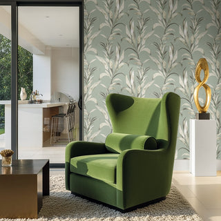 AG60704 Bali Tropical Padma Botanical Embossed Vinyl Unpasted Wallpaper Living Room at Say Decor