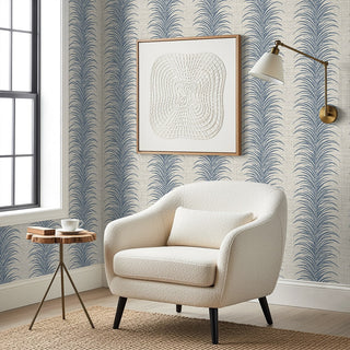 AG61102 Bali Tropical Aruna Leaf Stripe Embossed Vinyl Unpasted Wallpaper Living Room at Say Decor