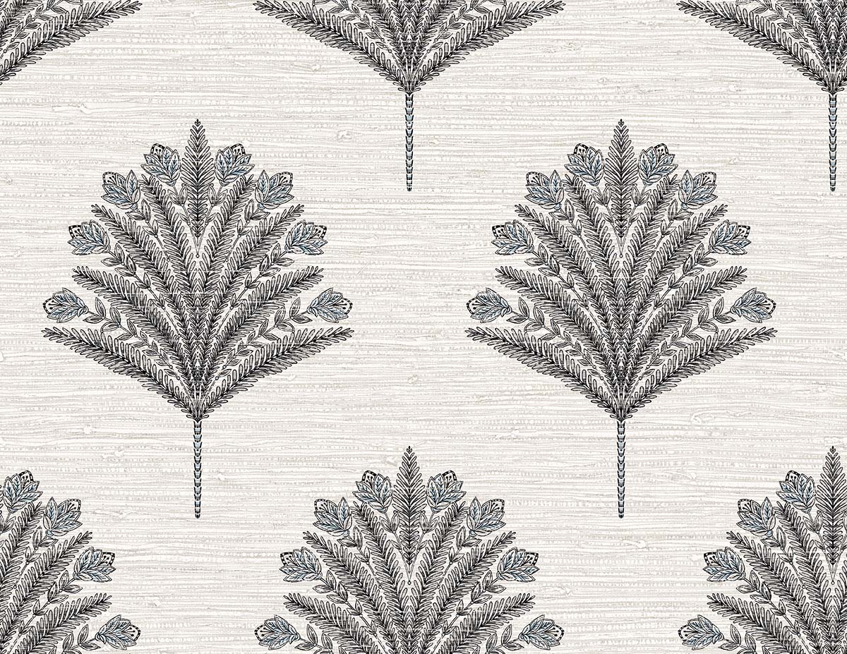 AG61900 Bali Tropical Harta Palm Frond Botanical Embossed Vinyl Unpasted Wallpaper from Say Decor