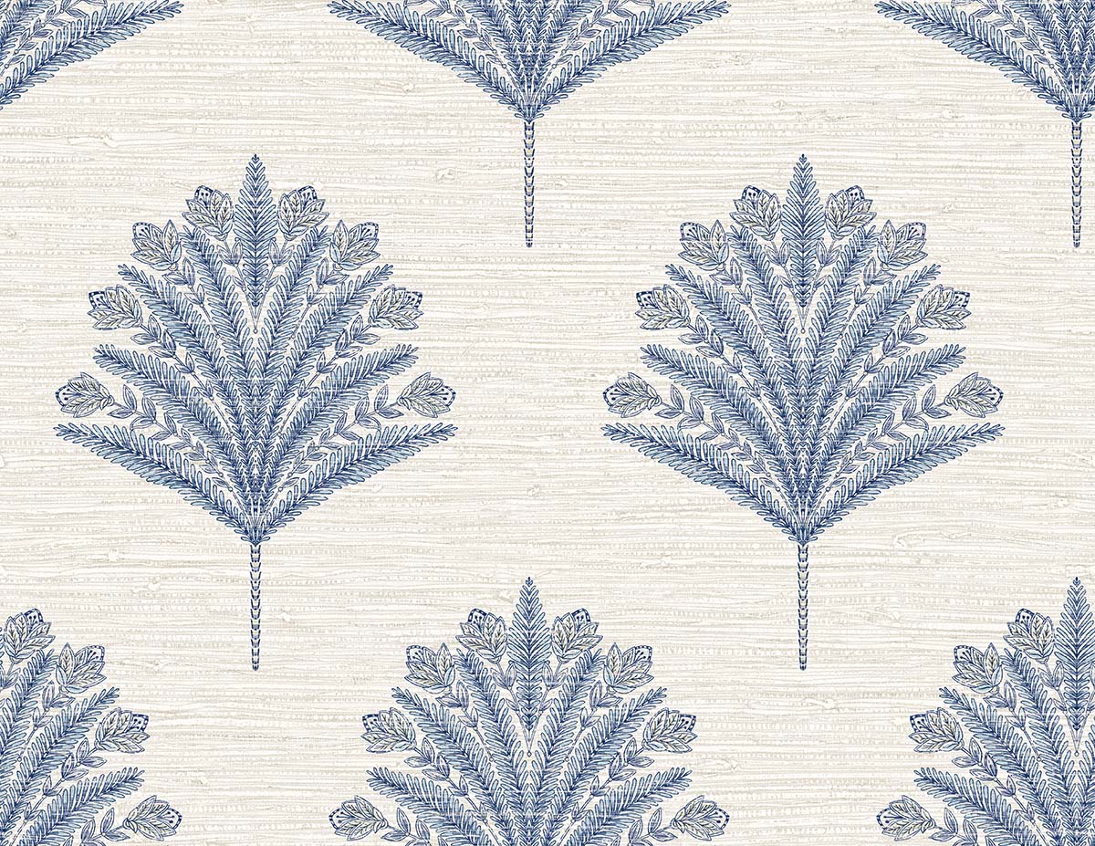 AG61902 Bali Tropical Harta Palm Frond Botanical Embossed Vinyl Unpasted Wallpaper from Say Decor