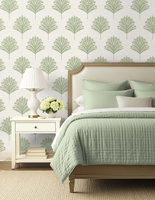 AG61904 Bali Tropical Harta Palm Frond Botanical Embossed Vinyl Unpasted Wallpaper Bedroom from Say Decor