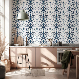 Mitchell Black Boho Rain Abstract Ink Wallpaper Blue Kitchen at Say Decor