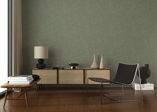 Mitchell Black Aire Abstract Wallpaper living room in shade Olive at Say Decor