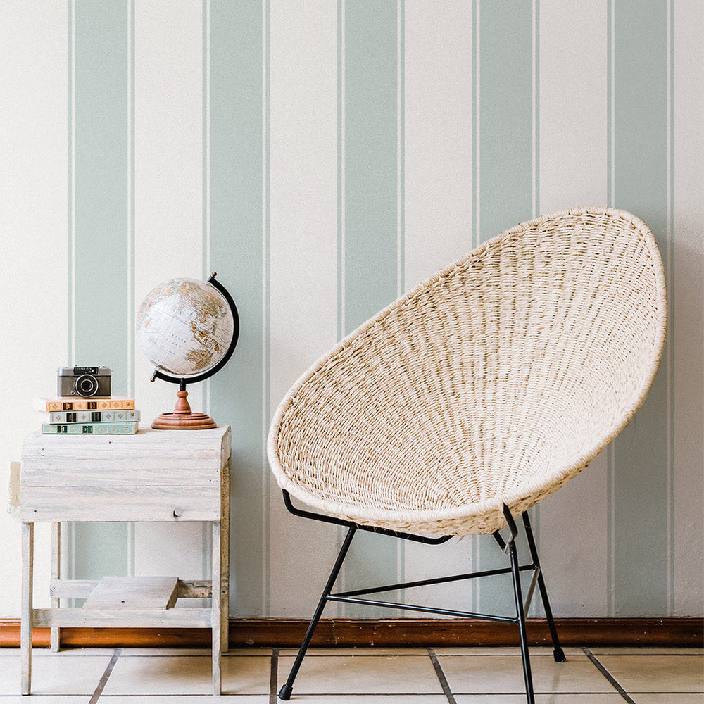 light green striped peel and stick wallpaper kids room from Loomwell Home Goods