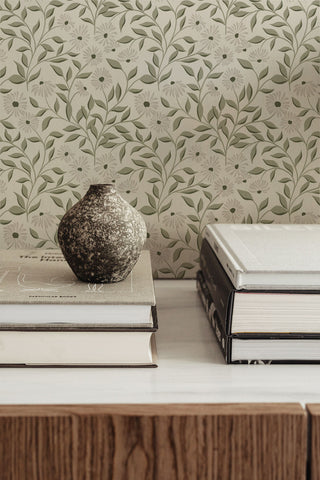 green floral peel and stick wallpaper decor from Loomwell Home Goods