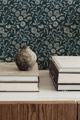 blue floral peel and stick wallpaper decor from Loomwell Home Goods