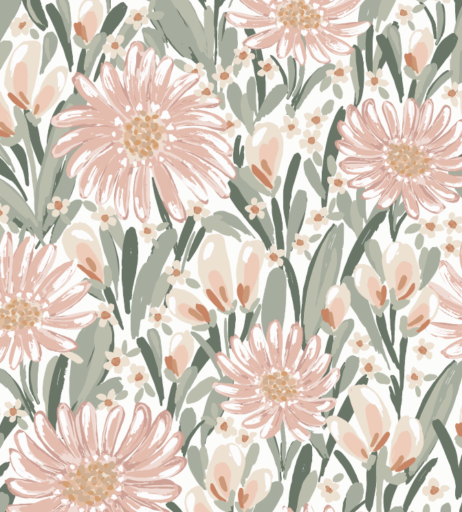 pink abstract floral peel and stick wallpaper from Loomwell Home Goods