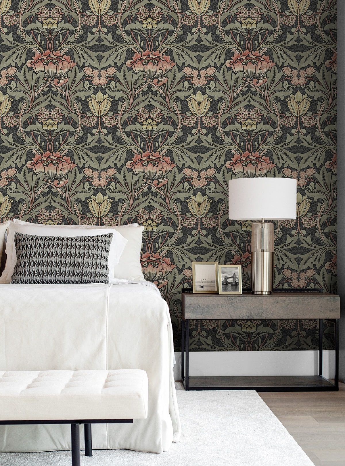 BM60100 Morris flower arts and crafts wallpaper bedroom from Say Decor
