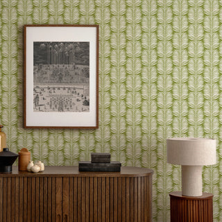 Mitchell Black Betty Palm Leaf Botanical Wallpaper in shade Green Decor at Say Decor