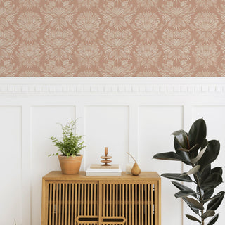 pink botanical peel and stick wallpaper accent from Loomwell Home Goods
