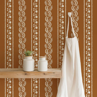 Mitchell Black Lady Charlotte Botanic Stripe Wallpaper decor in shade Black at Say Decor