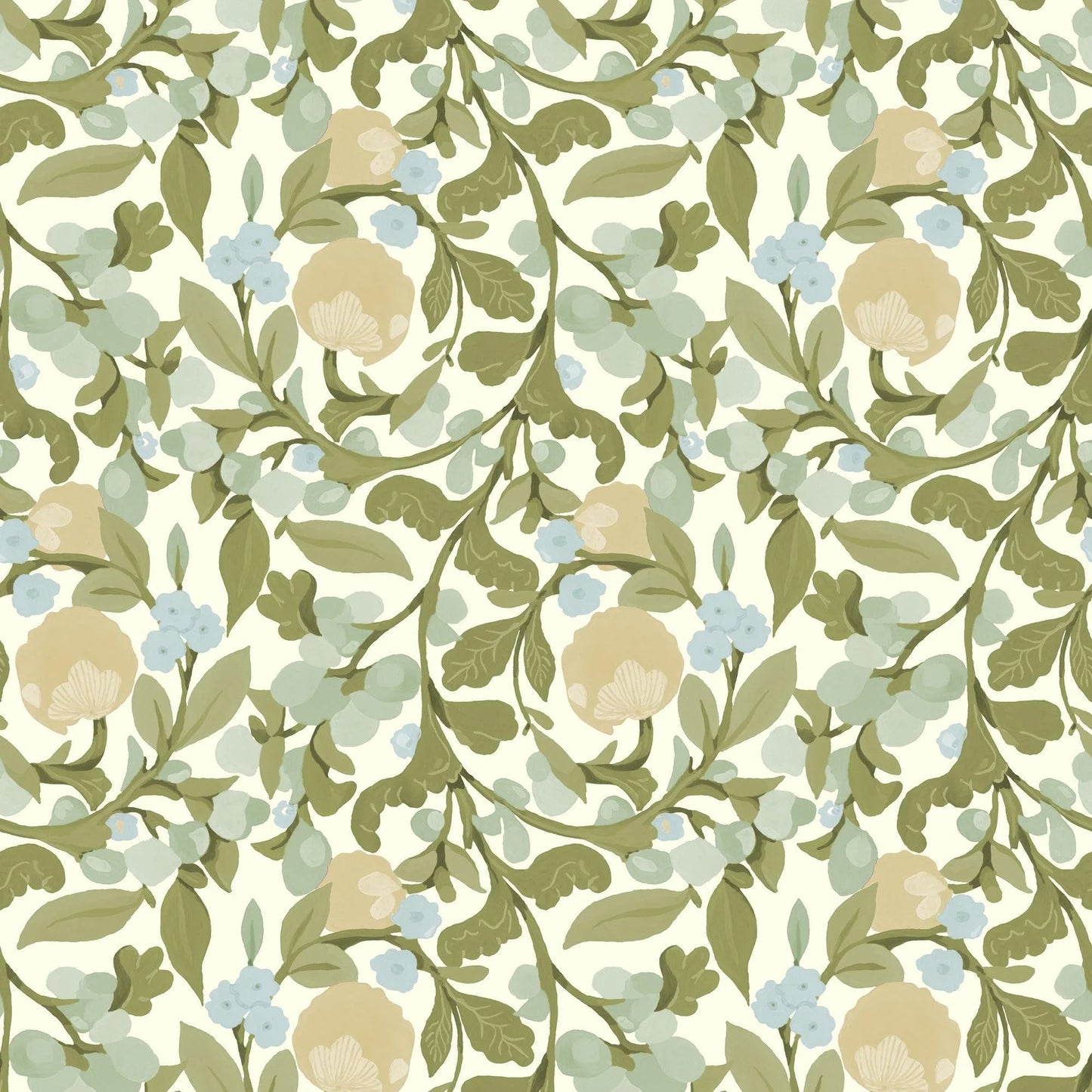 Mitchell Black Botanical Legacy Budding Grove Floral Wallpaper in shade Vintage Linen at Say Decor