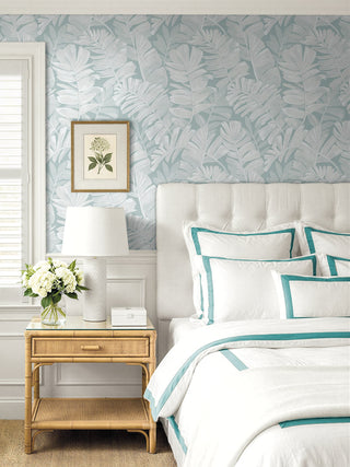 CC20212 California Coastal Aureliana Neutral Tropical Leaf Unpasted Wallpaper Bedroom at Say Decor