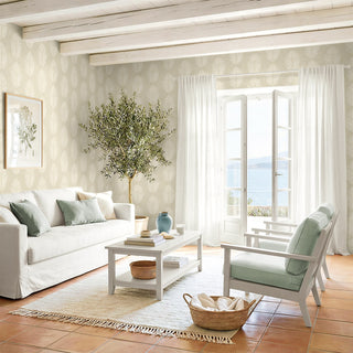 CC20805 California Coastal Saltair Beige Palm Leaf Unpasted Wallpaper living room from the California Coastal collection by Seabrook Designs