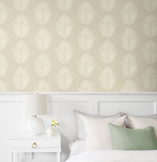 CC20805 California Coastal Saltair Beige Palm Leaf Unpasted Wallpaper bedroom from the California Coastal collection by Seabrook Designs