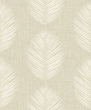 CC20805 California Coastal Saltair Beige Palm Leaf Unpasted Wallpaper from the California Coastal collection by Seabrook Designs