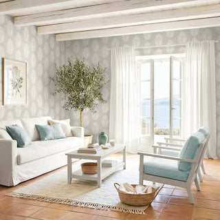 CC20808 California Coastal Saltair Grey Palm Leaf Unpasted Wallpaper living room from the California Coastal collection by Seabrook Designs