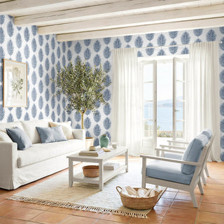 CC20812 California Coastal Saltair Grey Palm Leaf Unpasted Wallpaper living room from the California Coastal collection by Seabrook Designs
