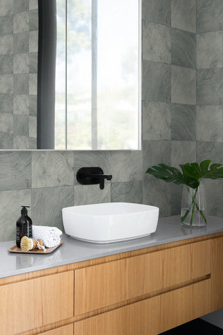 CP91908 faux wood embossed vinyl textured wallpaper bathroom from the A Lot More Textures collection by Seabrook Designs