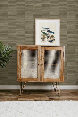 CP92017 faux grass stripe textured vinyl wallpaper credenza from the A Lot More Textures collection by Seabrook Designs