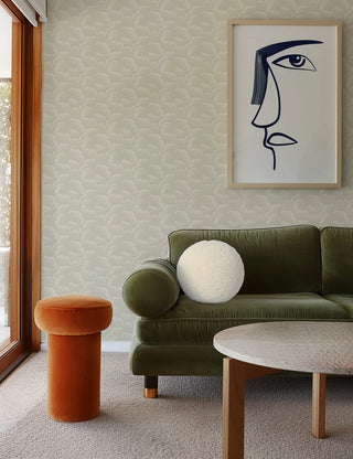 Mitchell Black Revel Clouds Abstract Wallpaper living room in shade Beige at Say Decor