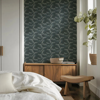 Mitchell Black Revel Clouds Abstract Wallpaper bedroom in shade Black and Blue at Say Decor