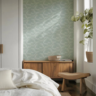 Mitchell Black Revel Clouds Abstract Wallpaper bedroom in shade Ash Blue at Say Decor