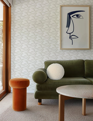 Mitchell Black Revel Clouds Abstract Wallpaper living room in shade White at Say Decor