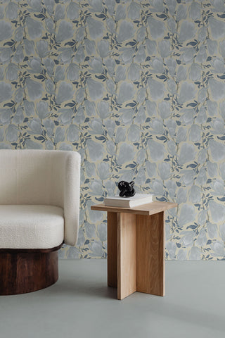 Cornelia blue Floral Peel and Stick Wallpaper living room from Say Decor
