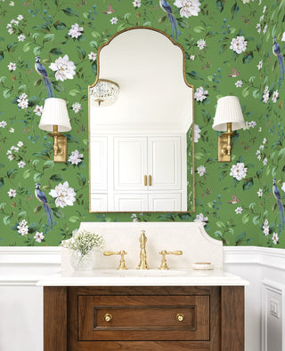 DB20804 chinoiserie peel and stick wallpaper bathroom from Daisy Bennett Designs