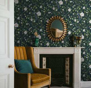 DB20814 chinoiserie peel and stick wallpaper living room from Daisy Bennett Designs