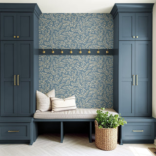 DB20902 Vining Leaf Trail Premium Matte Non-Woven Peel and Stick Wallpaper Entryway from Say Decor
