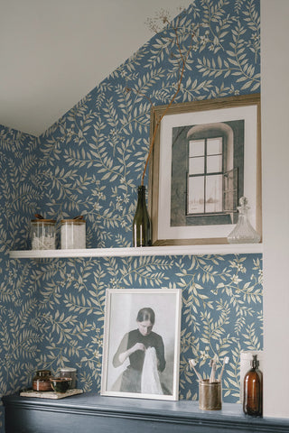 DB20902 Vining Leaf Trail Premium Matte Non-Woven Peel and Stick Wallpaper Decor from Say Decor