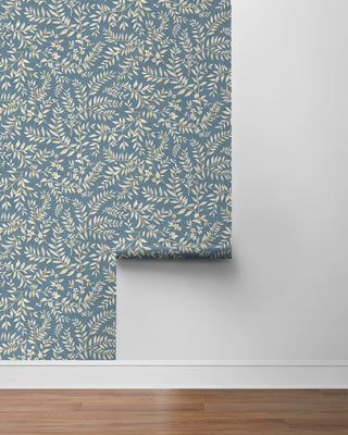 DB20902 Vining Leaf Trail Premium Matte Non-Woven Peel and Stick Wallpaper Roll from Say Decor