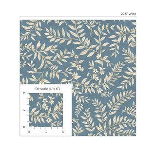 DB20902 Vining Leaf Trail Premium Matte Non-Woven Peel and Stick Wallpaper Scale from Say Decor