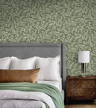 DB20904 Vining Leaf Trail Premium Matte Non-Woven Peel and Stick Wallpaper Bedroom from Say Decor
