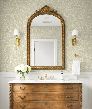 DB20905 Vining Leaf Trail Premium Matte Non-Woven Peel and Stick Wallpaper Bathroom from Say Decor