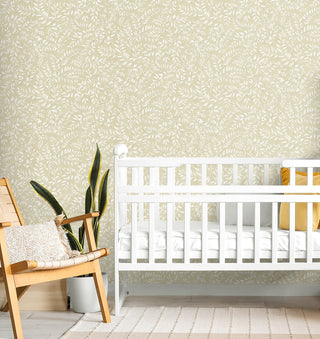 DB20905 Vining Leaf Trail Premium Matte Non-Woven Peel and Stick Wallpaper Nursery from Say Decor