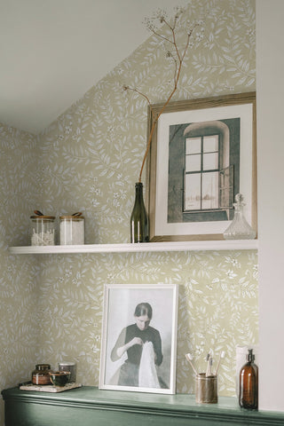 DB20905 Vining Leaf Trail Premium Matte Non-Woven Peel and Stick Wallpaper Decor from Say Decor
