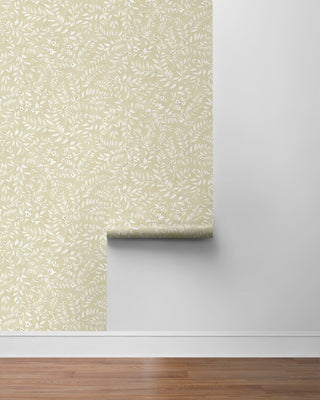 DB20905 Vining Leaf Trail Premium Matte Non-Woven Peel and Stick Wallpaper Roll from Say Decor
