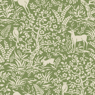 Green Scandi Forest Premium Matte Non-Woven Peel and Stick Wallpaper from Say Decor