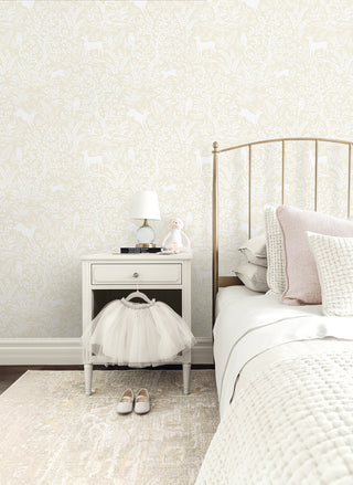 Neutral Scandi Forest Premium Matte Non-Woven Peel and Stick Wallpaper  Bedroom from Say Decor