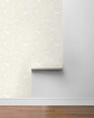 Neutral Scandi Forest Premium Matte Non-Woven Peel and Stick Wallpaper Roll from Say Decor