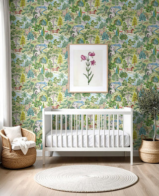 Mystical Garden Premium Matte Non-Woven Peel and Stick Wallpaper nursery at Say Decor