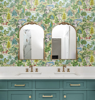 Mystical Garden Premium Matte Non-Woven Peel and Stick Wallpaper bathroom at Say Decor