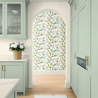 DB21200 Blossom Chinoiserie Floral Premium Matte Non-Woven Peel and Stick Wallpaper Kitchen at Say Decor