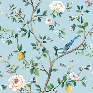 DB21202 Blossom Chinoiserie Floral Premium Matte Non-Woven Peel and Stick Wallpaper at Say Decor