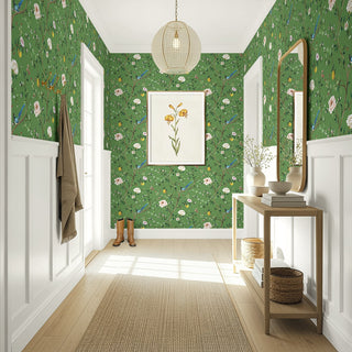 DB21204 Blossom Chinoiserie Floral Premium Matte Non-Woven Peel and Stick Wallpaper Foyer at Say Decor